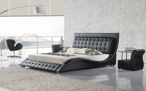 Odin Curved Modern Leather Platform Bed