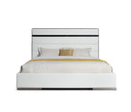 Ella Modern White Vegan Leather + Stainless Steel Bedroom Set
