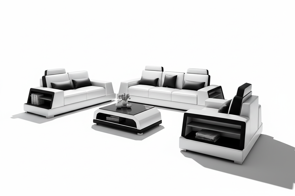 Civia Leather Sofa Set with Side Storage
