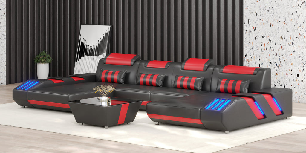 Cosmo Double Chaise U-Shape LED Sectional - Ultimate Lounge Sofa