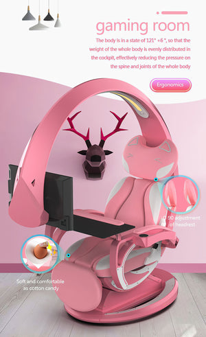 Crystal Pink Working And Gaming Station | All in one Working And Gaming Chair