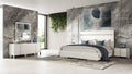 Ella Modern White Vegan Leather + Stainless Steel Bedroom Set