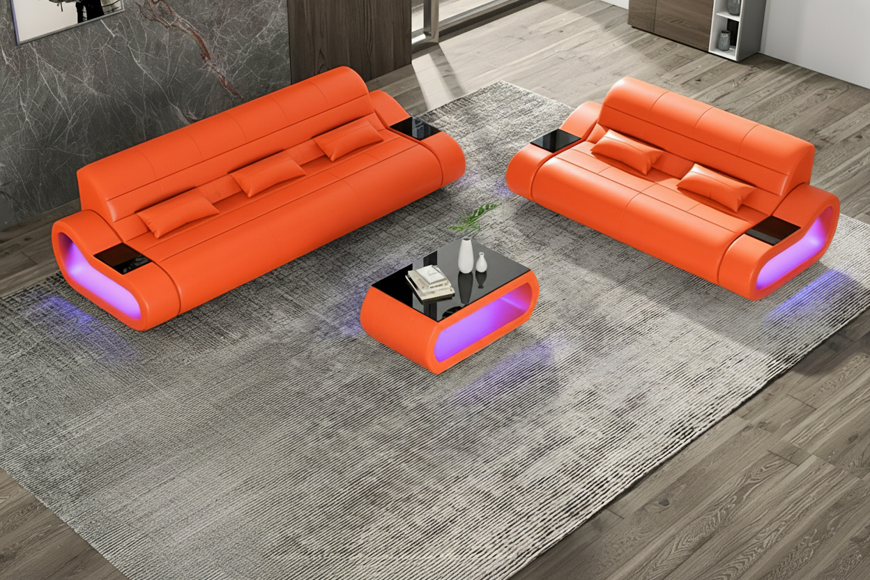 Catina Orange Sofa Set without Chair