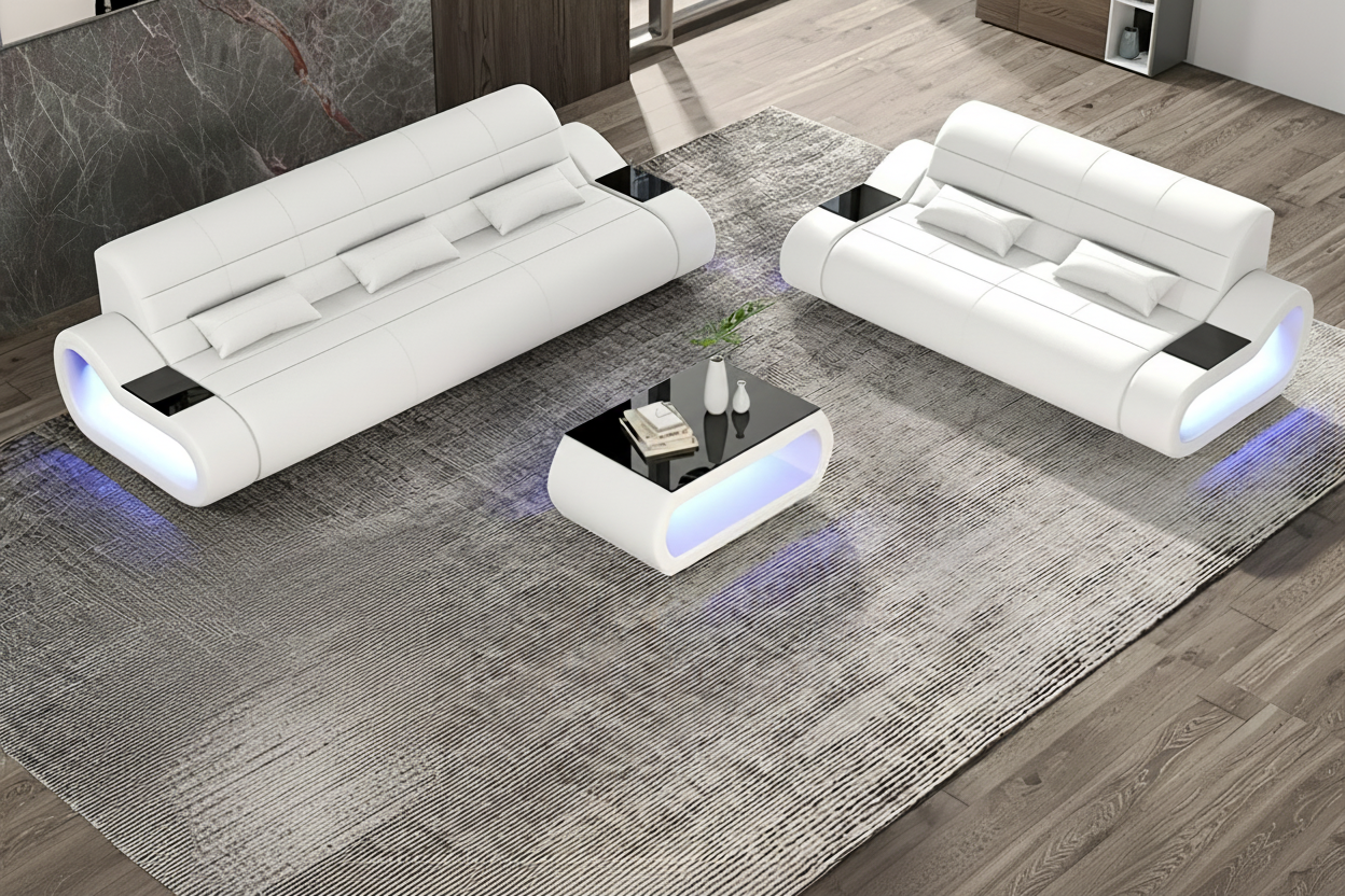 Catina White Sofa Set without Chair