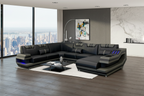 Celine Modern Leather Sectional with LED Light