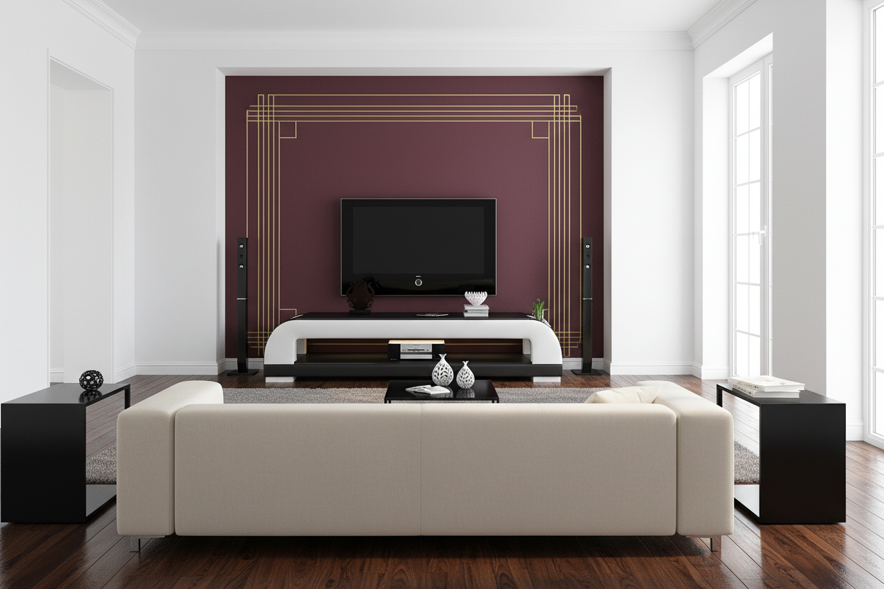 Dictict TV Stand cream black art deco