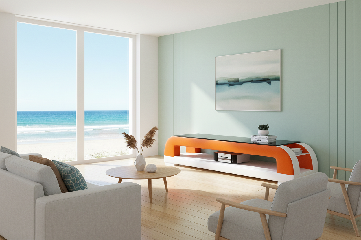 Dictict TV Stand orange white coastal