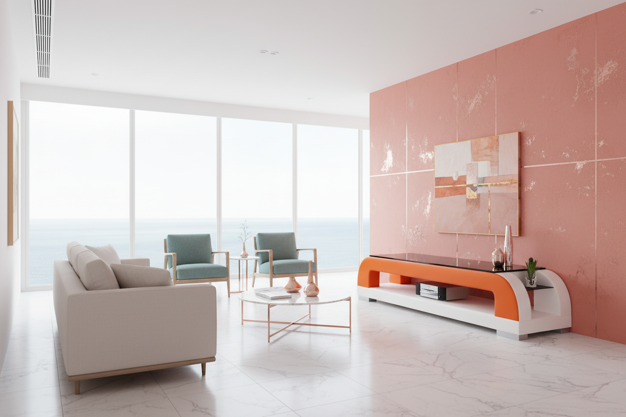 Dictict TV Stand orange white penthouse