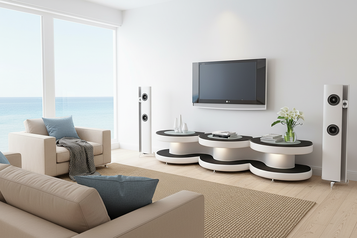 Emma TV Stand white black coastal