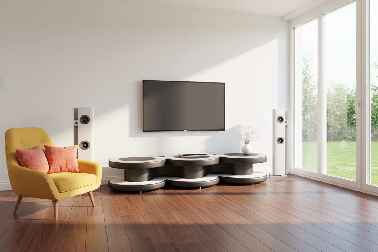 Emma TV Stand white black mid-century