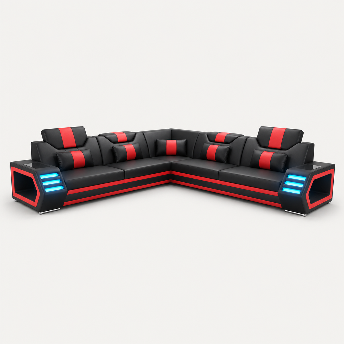 Eileend Corner Leather Sectional with LED Lights