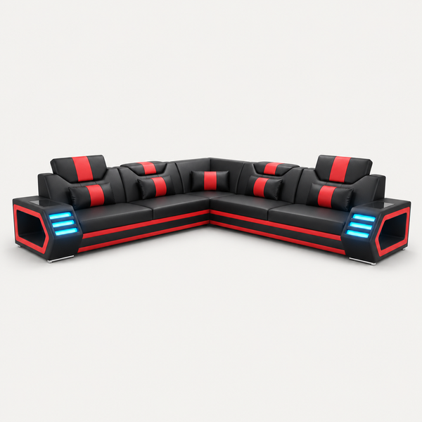 Eileend Corner Leather Sectional with LED Lights