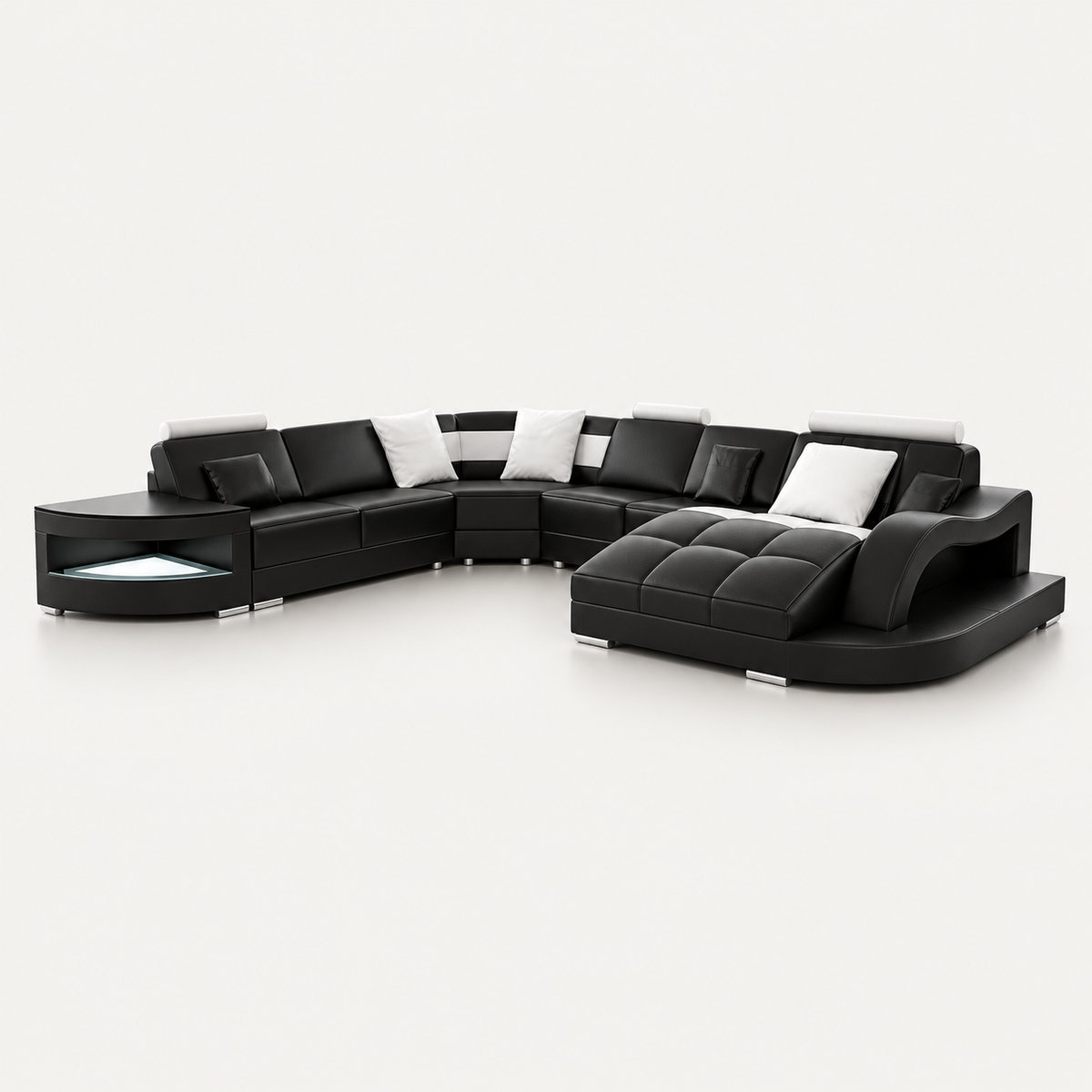 Navasota Large Leather Sectional with Shape Chaise