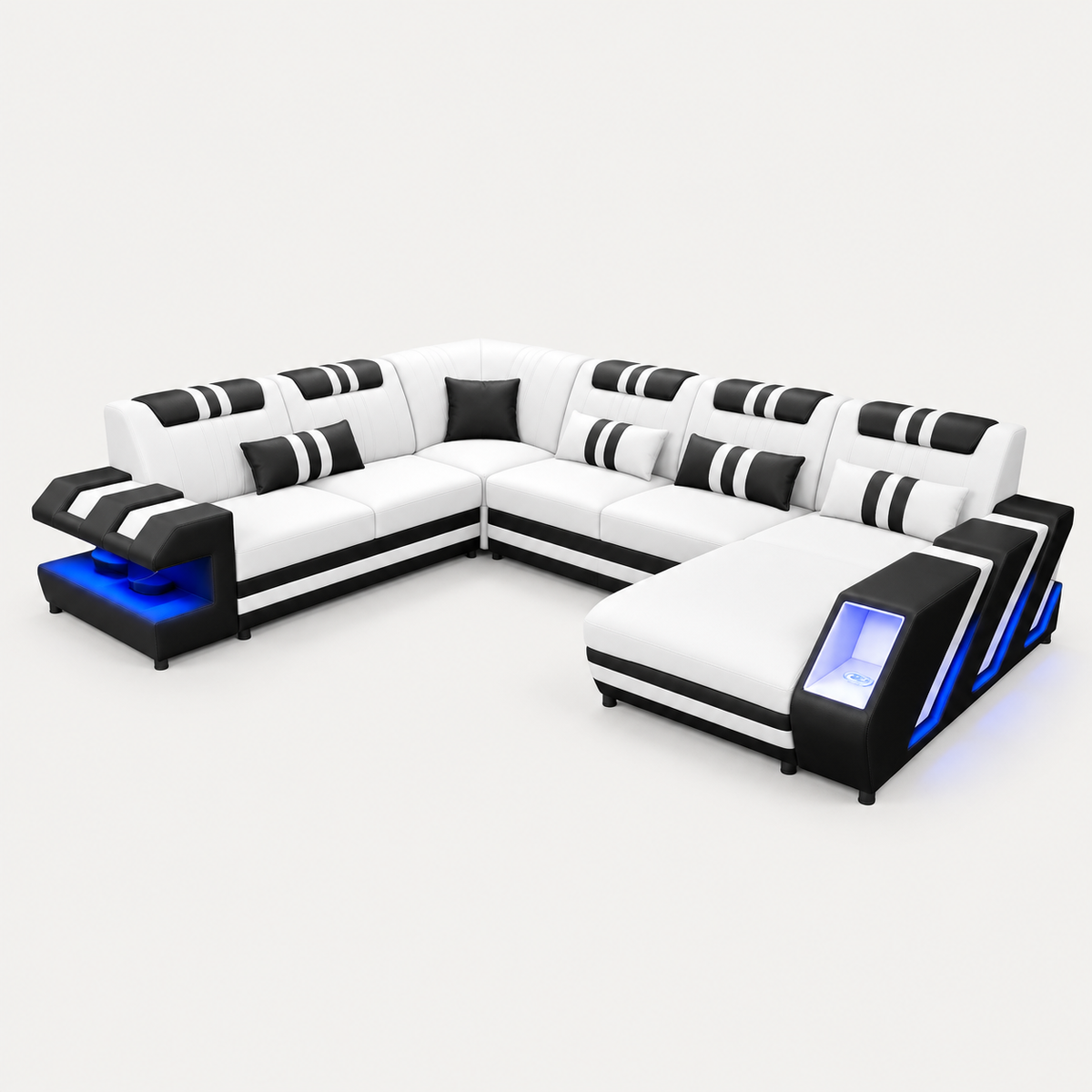 Neptune Modern Leather Sectional with LED Light