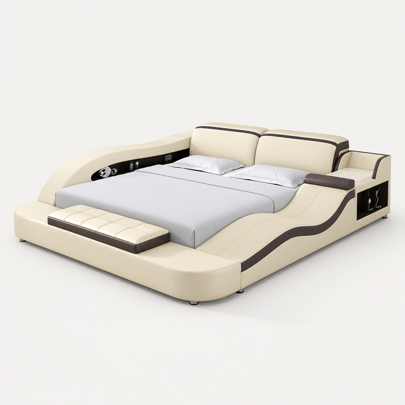 Victor Leather Multifunctional Bed with Storage