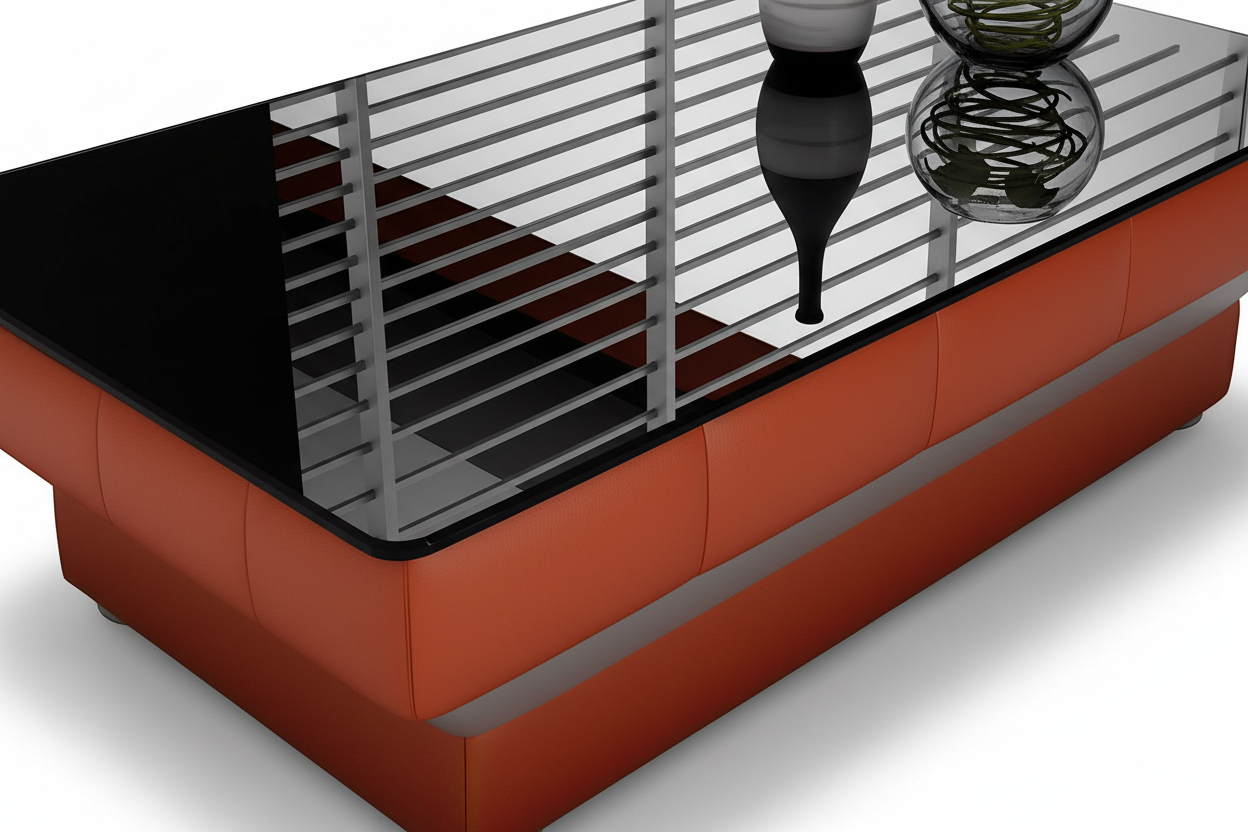 Lamulate Coffee Table - Chrome Grid Detail