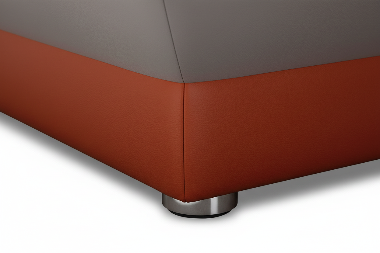 Lamulate Coffee Table - Leather Upholstery & Feet Detail