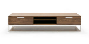 Modrest Heloise - Modern Walnut and Stainless Steel TV Stand