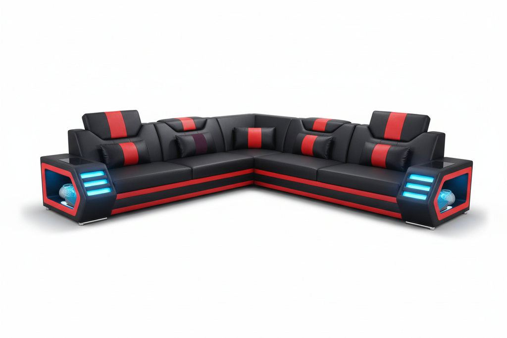 Mcmanu Modern Leather Sectional with LED Light