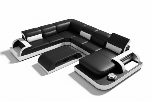 Molinaro Leather Sectional with Adjustable Headrest