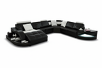 Navasota Large Leather Sectional with Shape Chaise