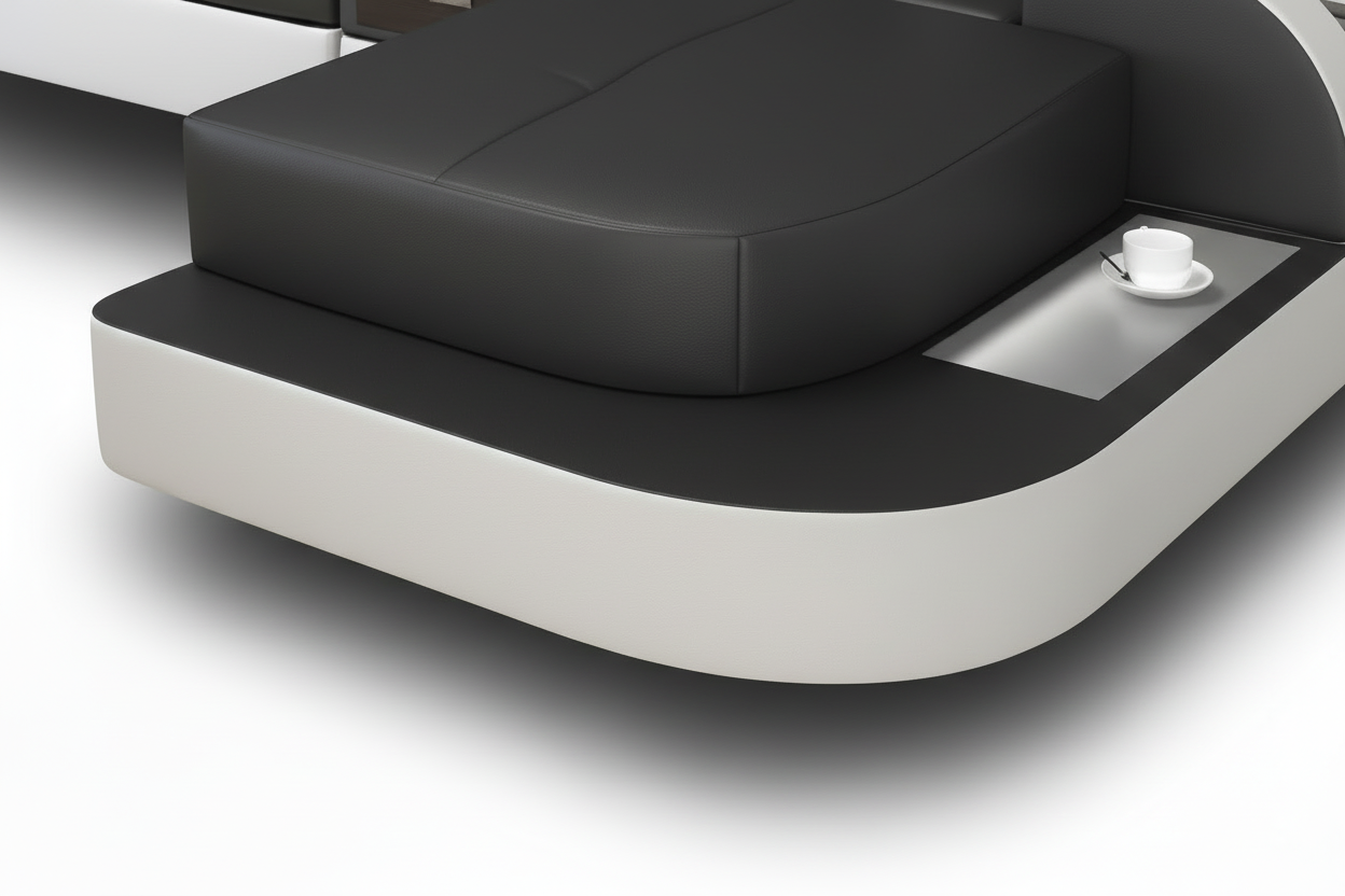 Piliu Small Leather Sectional - Stitching NO LEGS