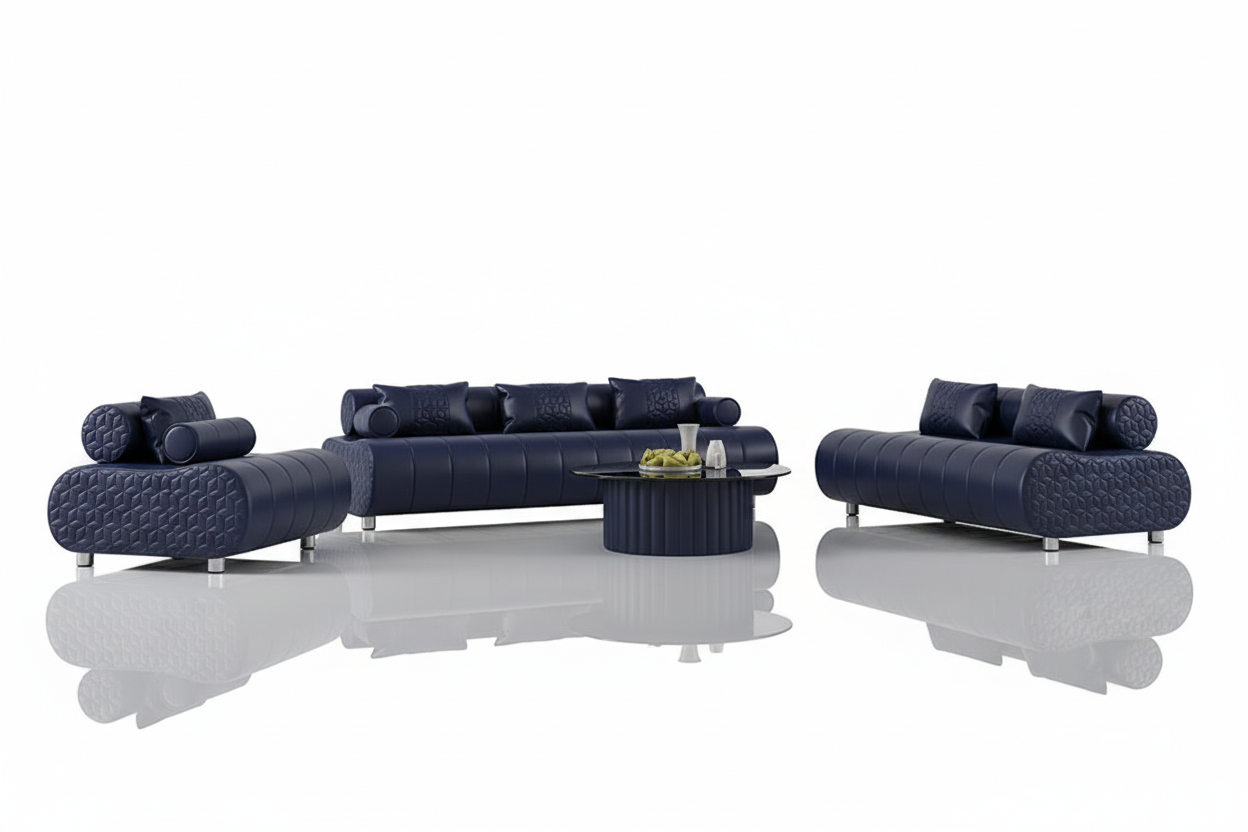 Puffer Modern Leather Sofa Set - Reflection