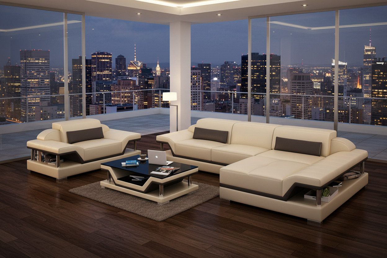 Taliya Mini Modern Leather Sectional with Chaise - Urban Rooftop