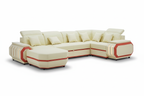 Univo Modern Leather Sectional with LED Lights