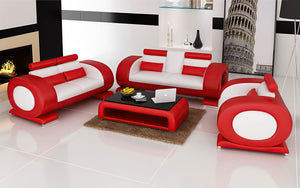 Poily Leather Sofa Set With Ottoman