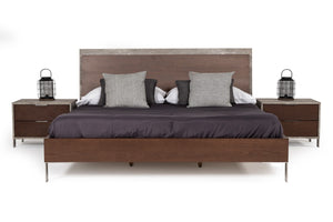 Nova Domus Redmond Modern Dark Walnut & Faux Concrete Bedroom Set