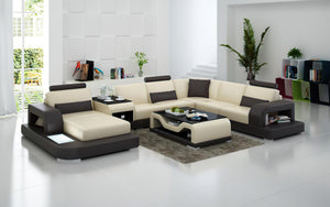 Tara Modern U-Shape Leather Sectional