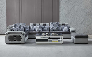 Selena Modular Tufted Sectional StyleB(Grey & Light Grey)