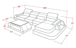 Brosnan Leather Sectional with LED Light