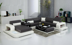 Gara Modern U-Shape Leather Sectional