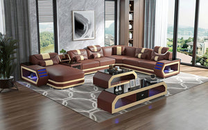 Oject Modern Leather Sectional with LED Light