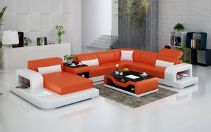 Gara Modern U-Shape Leather Sectional