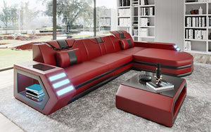Stebbins Modern Leather Sectional with Chaise