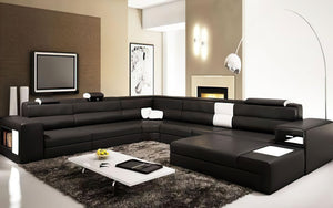 Martinelli Modern Large Leather Sectional With Storage