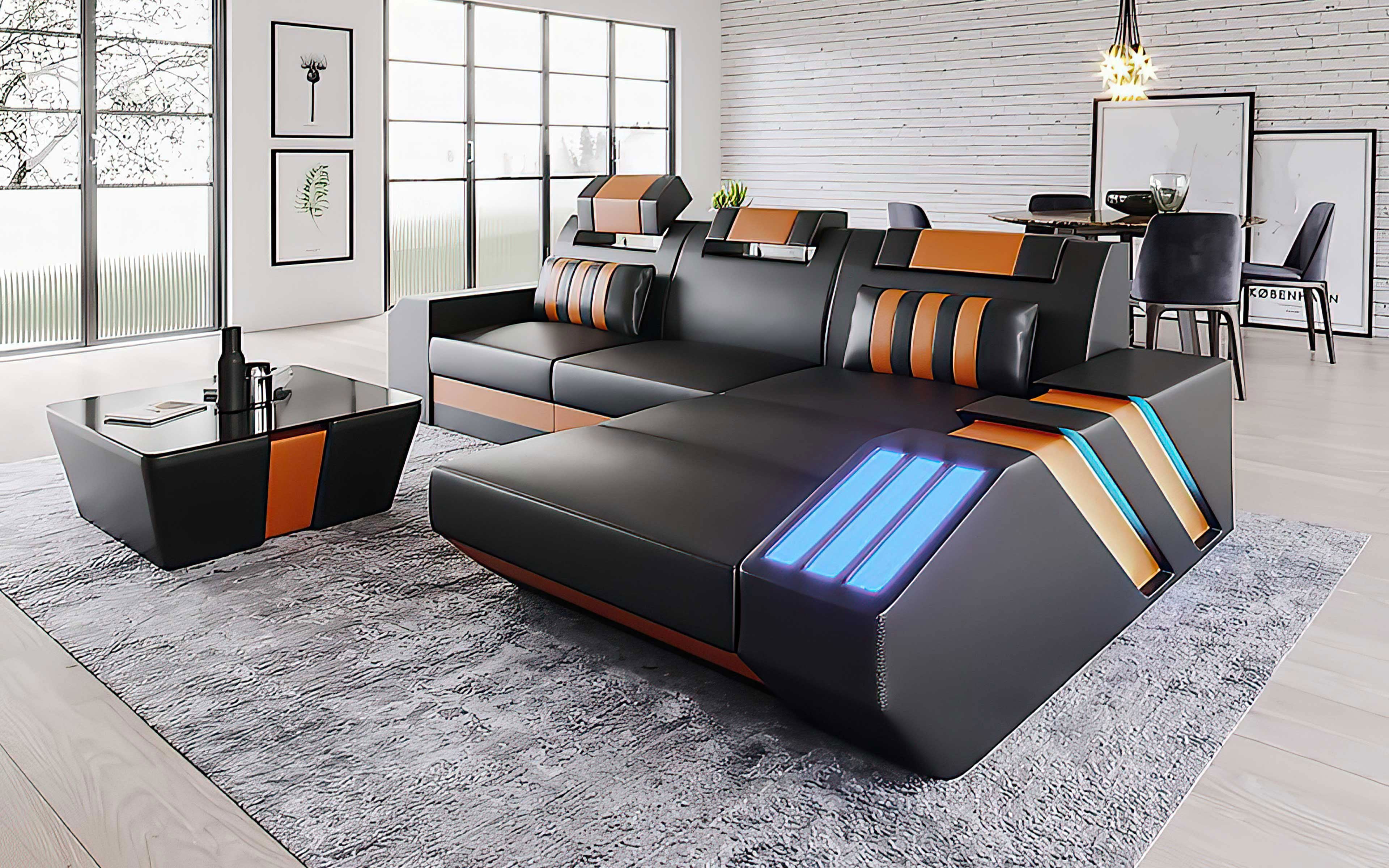 Cosmo Compact LED Sectional - Small Space Party Couch with Mood Lighting