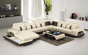 Mequon Large Leather Sectional with LED Lights