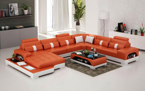 Mequon Large Leather Sectional with LED Lights