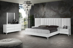 Astalina Modern White Eco Leather Bed