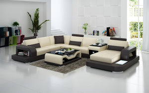 Tara Modern U-Shape Leather Sectional