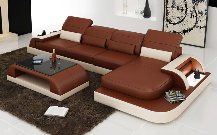 Brosnan Leather Sectional with LED Light