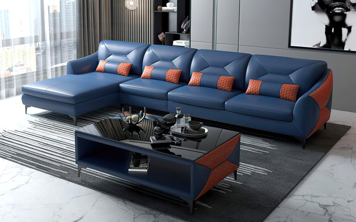 Bysic Small Leather Sectional with Chaise