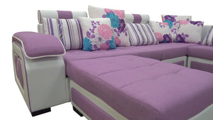 Selena Purple & White Modular Tufted Sectional