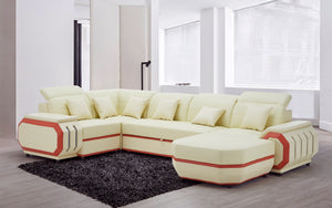 Univo Modern Leather Sectional with LED Lights