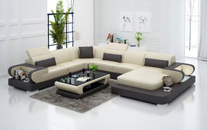 Ezrael Modern U-Shape Leather Sectional