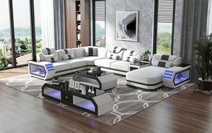 Oject Modern Leather Sectional with LED Light